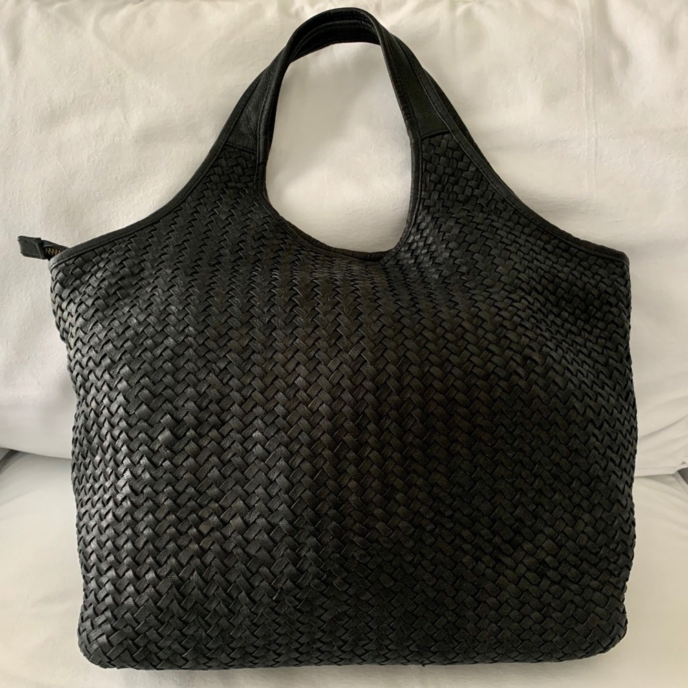 Black Platania Hobo Handbag Made in Italy